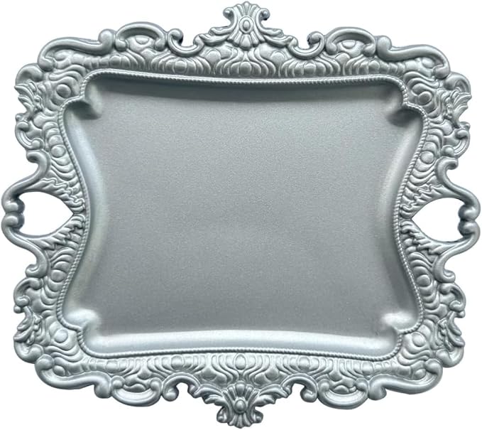 khtumeware 1 Pack Jewelry Dish Silver Jewelry Trays ideal for holding jewelry rings and small trinkets.