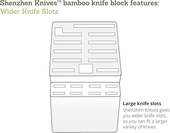 Shenzhen Knives 20 Slot Knife Block without Knives - Large Universal Wooden Block - Bamboo Countertop Knife Holder Organizer and Kitchen Storage