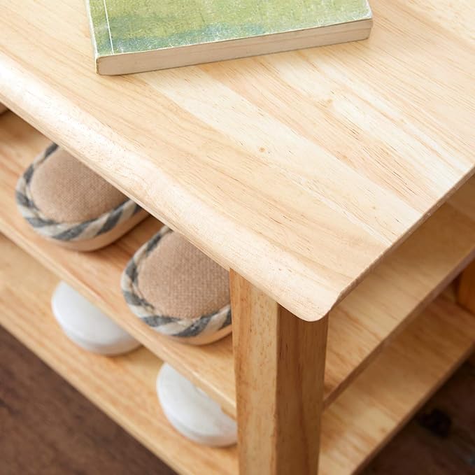 XKZG Shoe Storage Bench Wooden Shoe Rack Bench Simple Style Wood Entryway Bench (Natural,31.5")