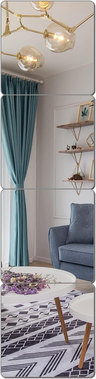 JEOYOO Full Length Mirror Unbreakable Gym Mirrors for Home Gym, 12"X12"X0.12", 4 Pcs, Plexiglass Locker Tiles, Body Workout Wall Mirror for Bedroom, Gift Idea, Over The Door Wall-Mounted Sticker