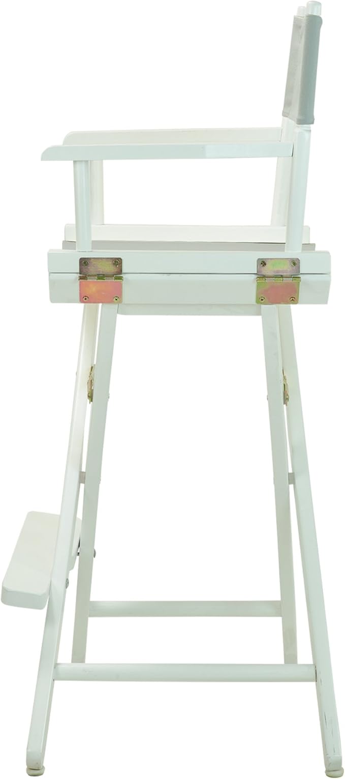 Casual Home Director's Chair ,White Frame/Gray Canvas,30" - Bar Height
