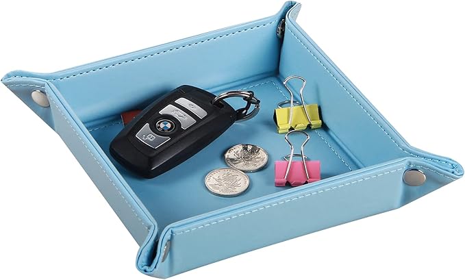 YAPISHI Key Dish Bowl for Entryway, Catchall Holder Bedside Table Valet Tray for Men's Pocket Stuff, PU Leather Nightstand Organizer for Dice/Coins/Wallet/Watch/Rings/Sunglasses, Dresser/Coffee Table