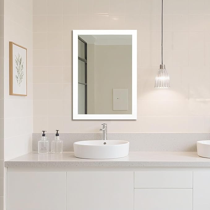Ruomeng Rectangular Wall Mirror 24" x 36" for Bathroom, Bedroom, Entryway, Living Room, White