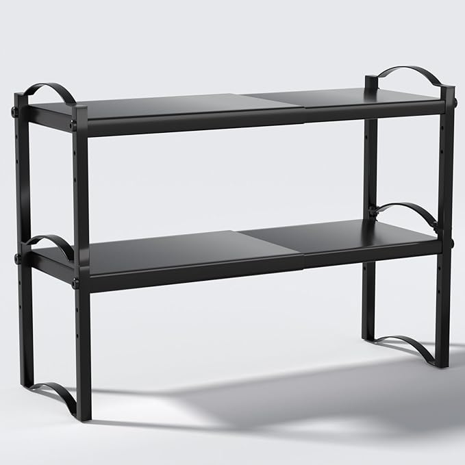 Thickened 2 Pack Expandable Cabinet Organizer Shelves, Stackable Countertop Shelf Organizers for Kitchen Pantry Cabinet Storage, Adjustable Counter Cupboard Organizer Shelf Rack Stand 22"L