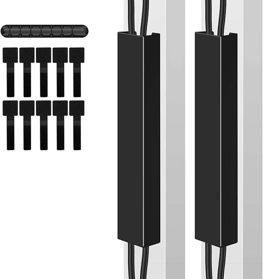 2 Pack Steel Magnetic 14-Inch Cable Management Channels for Under Desk Leg, No Drill Cord Organizer Cover & Wire Hider Cover with Adhesive Cable Tie, Cable Organizer Kit for Home Office & Gaming Desk