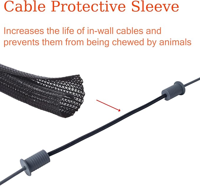 Starlink Cable Routing Kit,Cable Installation Kit,4* Grommets, 1" Spade Drill Bit,1" Strengthen Drill bit, 13" Cable Protective Sleeve,5/16" Drill Bit, 30 Wall Clamps Cable Installation Kit
