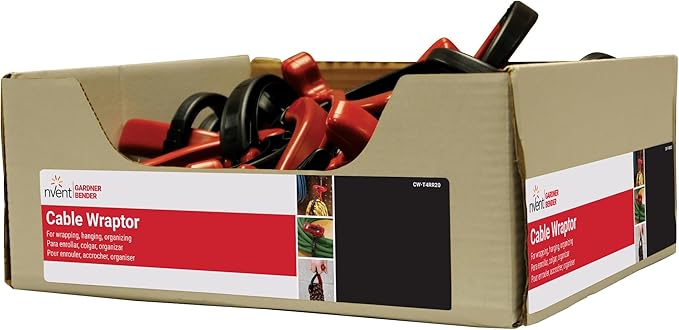 Gardner Bender - CW-T4RR20 EACH CW-T4RR20 Extra-Large Cable Wraptor for Cord/Hoses/Wire/Cable/Rope Organizer, Strong Locking Design, Reusable, 4 Inch. Bundle Diameter, Easy Release & T-Handle, Black & Red, X-Large