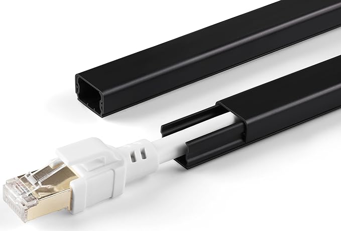 ZhiYo Cord Hider for One Wire, 102in Cable Hider Concealer, Paintable Wall Wire Covers, PVC Cable Management Raceway for A Thick Extension Cord, W0.59 H0.4in, Black