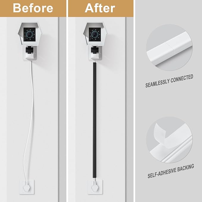 ZhiYo Cord Hider for One Wire, 102in Cable Hider Concealer, Paintable Wall Wire Covers, PVC Cable Management Raceway for A Thick Extension Cord, W0.59 H0.4in, Black