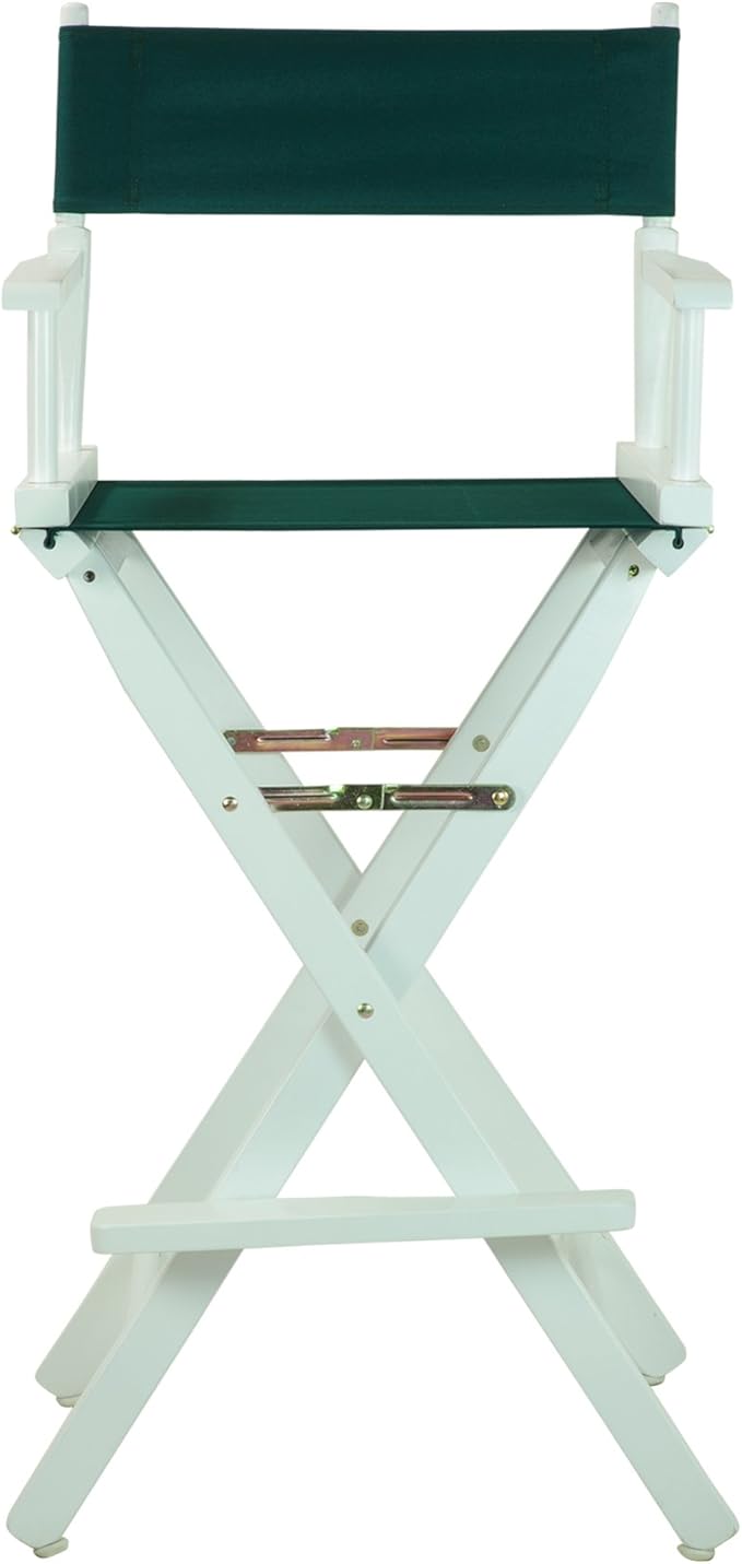 Casual Home Director's Chair ,White Frame/Hunter Green Canvas,30" - Bar Height