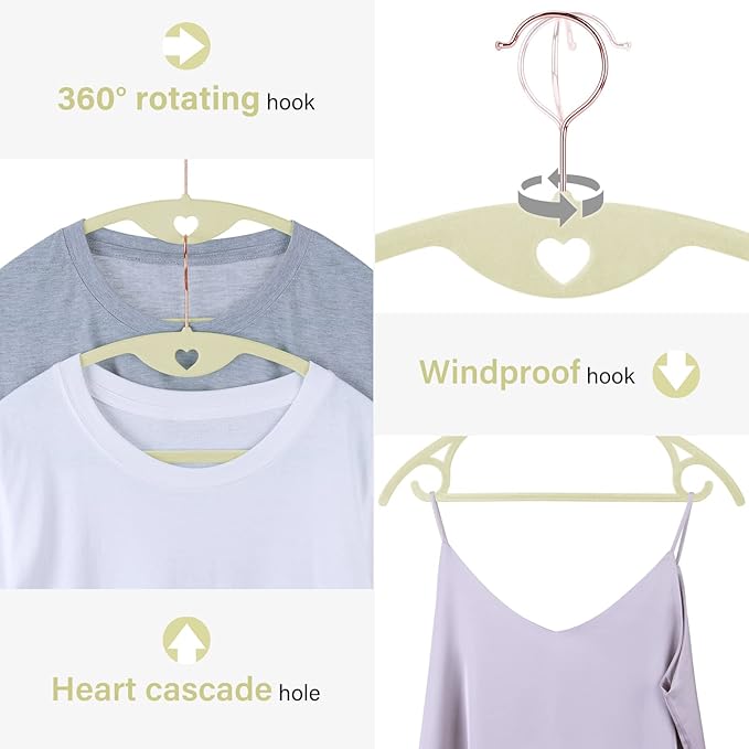 Velvet Hangers 50 Pack: Felt Clothes Hangers Heavy Duty Shirt Sweater Hangers No Shoulder Bump Non Slip Slim Thin Coat Hangers for Closet - Ivory