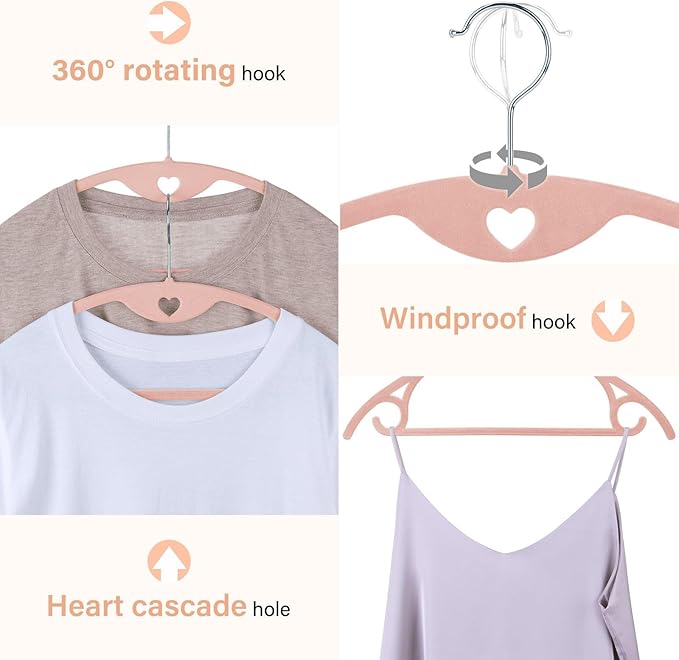 Velvet Hangers 30 Pack: Felt Clothes Hangers Heavy Duty Shirt Sweater Pink Hangers No Shoulder Bump Non Slip Coat Hangers for Closet