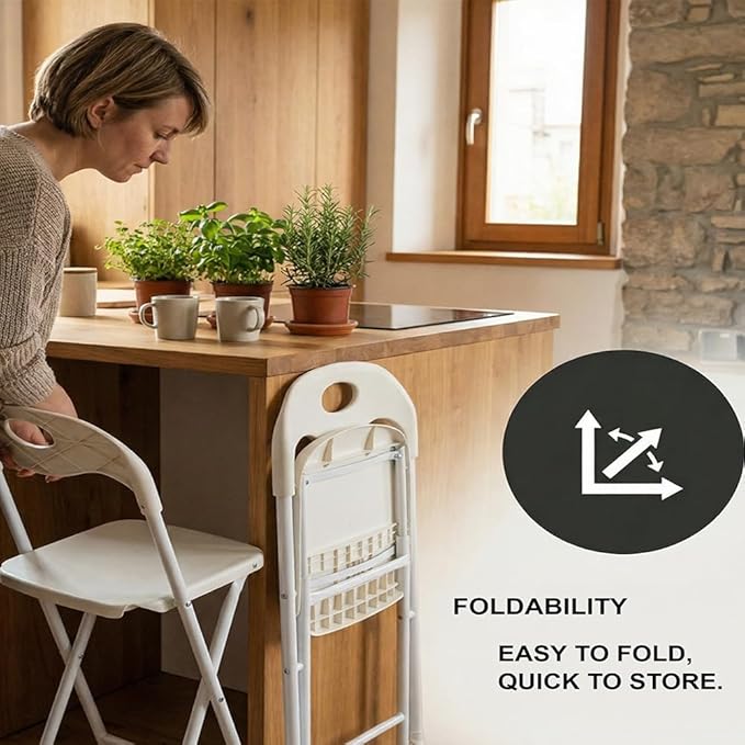 Huacan 6 Pack White Folding Chair – Portable Commercial Seat for Events, Parties, Weddings, and Home Use – Heavy Duty 150kg Capacity, Lightweight & Easy to Store