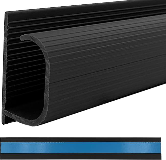 Electriduct Small J Channel Cable Raceway Self Adhesive Desk Cord Organizer and Wire Manager for Computer, Gaming and Entertainment Centers - Black - 46"