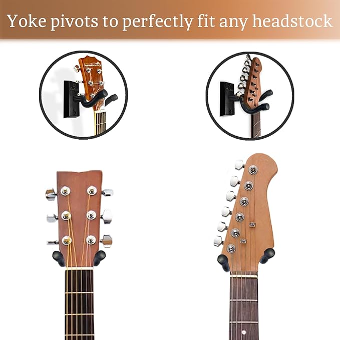 Onmiwod Guitar Wall Mount 2 Pack, Real Hardwood Guitar Hanger, U-Shaped Guitar Wall Hanger Mount, Guitar Holder Hook Stand for Acoustic, Electric Guitar, Banjo, Bass, Gift for Guitar Player Men Boy