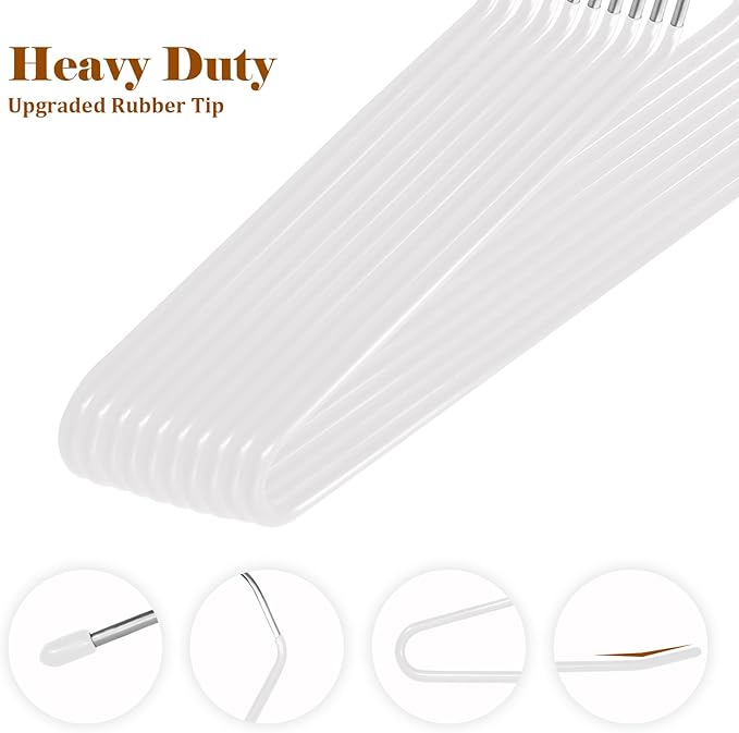 Open Ended Pants Hangers,30-Pack Clothes Hangers Space Saving, Non-Slip Pants Hangers,Black Metal Hangers Design for Jeans,Slacks,Scarf (White)