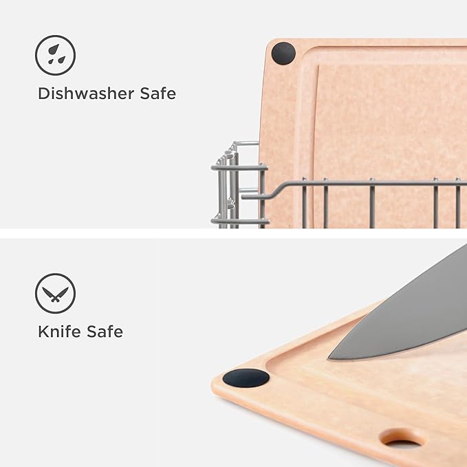 Epicurean All-In-One Cutting Board with Non-Slip Feet and Juice Groove - Non-toxic, Dishwasher Safe,Made in the USA, 19.5" x 14.5", Natural