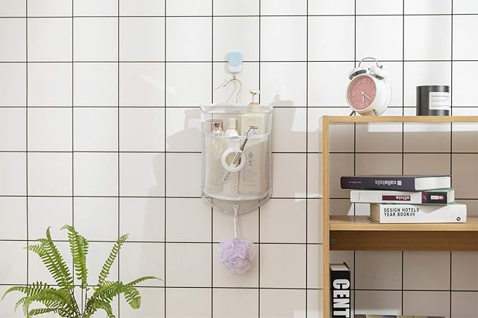 ALYER Small Hanging Mesh Shower Caddy,Series Toiletry and Bath Accessories Organizer (White)