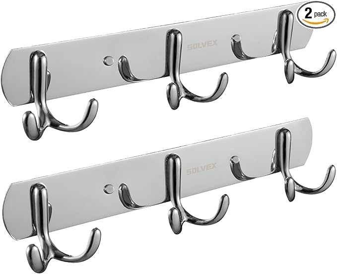 SOLVEX Coat Rack Wall Mount,2 Pack Coat Hooks Wall Mount, Hat Rack Key Holder Bag Hanger for Wall,Wall Hooks for Hanging,Purse Hanger Towel Hooks for Bathroom SP-60301