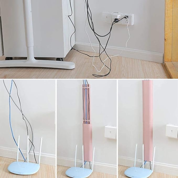 Cable Concealer Cord Cover, Airlxf 2 PCS Self-Adhesive Wall Cable Covers with 4 PCS Double-side Tapes for TV Computer Office Theater (White)