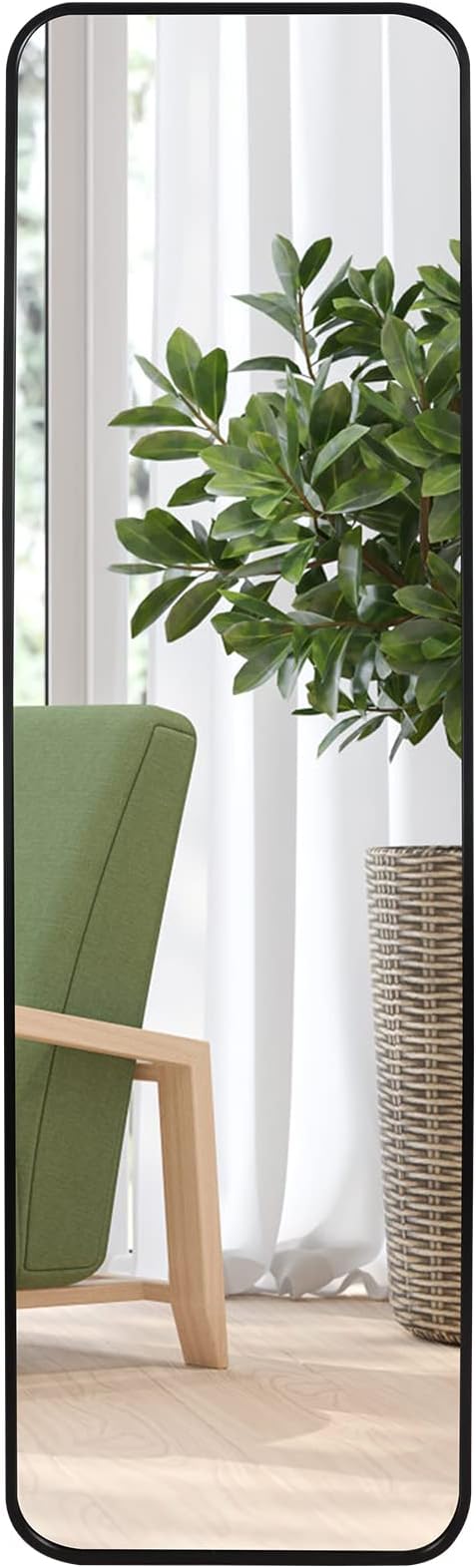 Giftgarden 47”x14” Black Full Length Mirror Aluminum Alloy Framed, Sleek Long Full-Body Metal Tall Mirror Wall Mounted or Hang Over The Door for Bedroom Bathroom Closet
