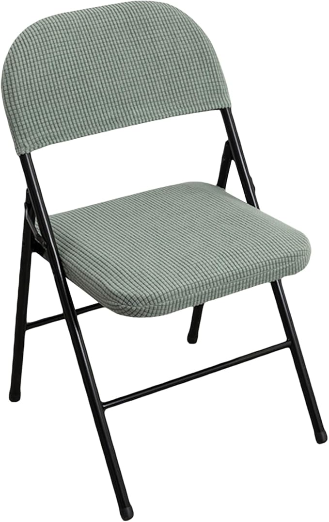 Dust-Proof Folding Chair Covers 2 Piece Set Backrest & Seat Cushion Cover for Office Meeting，Household，Computer，Party (Light Green, One Size)