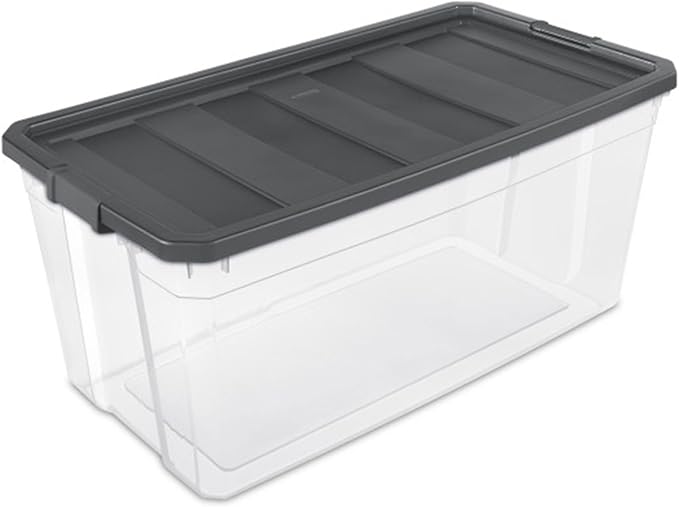 Sterilite 9-Pack Modular Stacker Box, Durable Clear Plastic Storage Bins with Latching Lids, 200 Quart - Stackable Organizing Container Boxes for Closet, Bathroom, and Office
