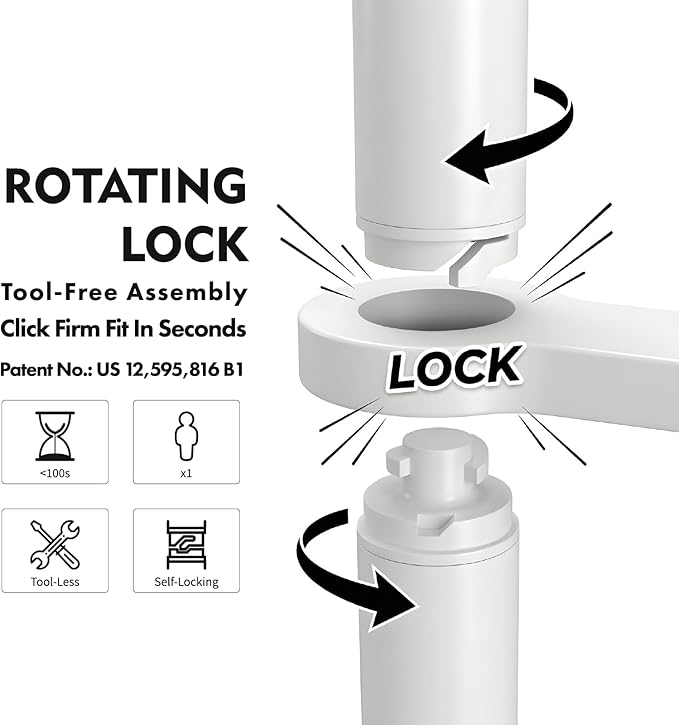 Toilet Paper Holders Free Standing, Holds up to 7 Rolls Toilet Paper Stand with Storage, Bathroom Toilet Paper Organizer with Top Shelf for Small Items, 1-Min Rotating-Lock Assembly, White,L