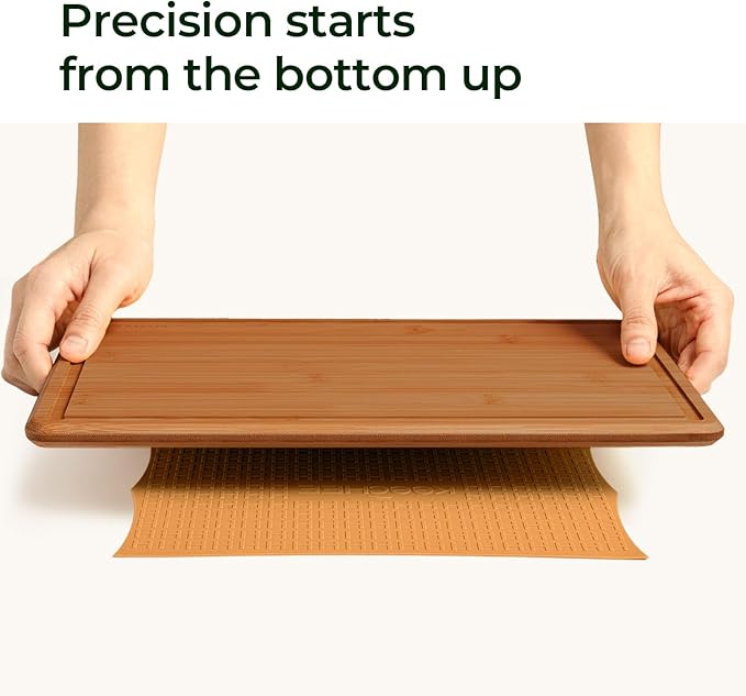 Keechee Bamboo Cutting Board with Non-slip Mat, Cutting Boards for Kitchen Meal Prep & Serving - Wood Serving Board Sets with Deep Juice Groove Ideal Kitchen Gifts
