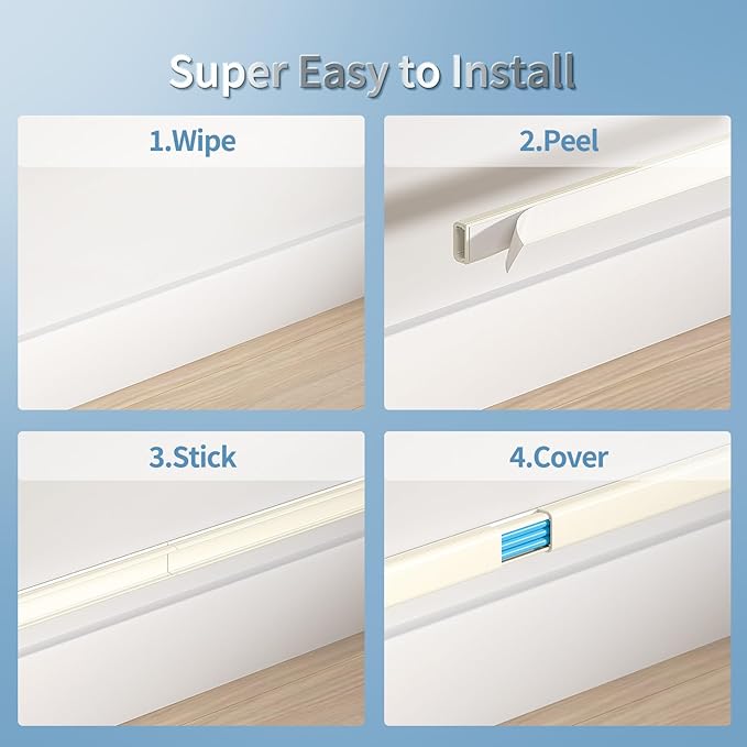 Cord Hider Kit, 70.8in Cord Covers for 2-3 Wires on Wall, Paintable Cable Hider Wire Covers for Cords on Wall, Self-Adhesive Cord Hider for Wall Mount Tv to Hide Cords, W0.94 H0.47in, Beige