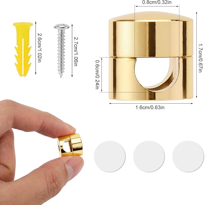 3pcs Gold Cable Anchors, Metal Phone Charger Cord Holders Cable Management Clips Multi-Function Aluminum Wire Organizer for Home Office Desktop Wall Nightstand