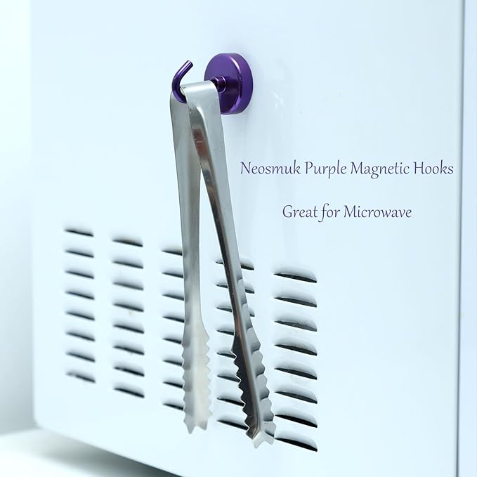 Neosmuk Magnetic Hooks, Heavy Duty 85lb+ Strong Magnet Hook for Cruise Cabins, Cruise Essentials 2026 for Hanging, Metal Wall Refrigerator Hangers (Purple, 10 Pack)