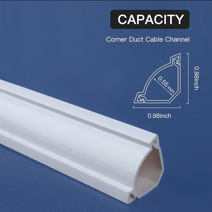Corner Cable Hider, 78in Corner Cable Concealer, Paintable Cord Cover for Wall, Cable Management Kit, Wire Concealer, Cable Cover Raceway for Floor Baseboard, Ceiling, 2XL39in, White