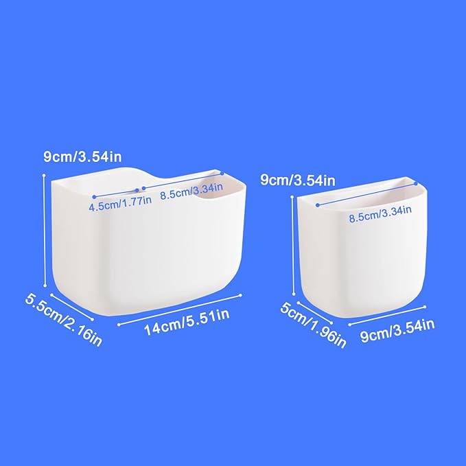 Remote Holder Wall Mount TV FAN Remote Control Holder Bedside Caddy Wall Organizer Phone Holder for Office Adhesive Media Player Controller Holder Box Tray Home Desk Nightstand White 1Big 1Small