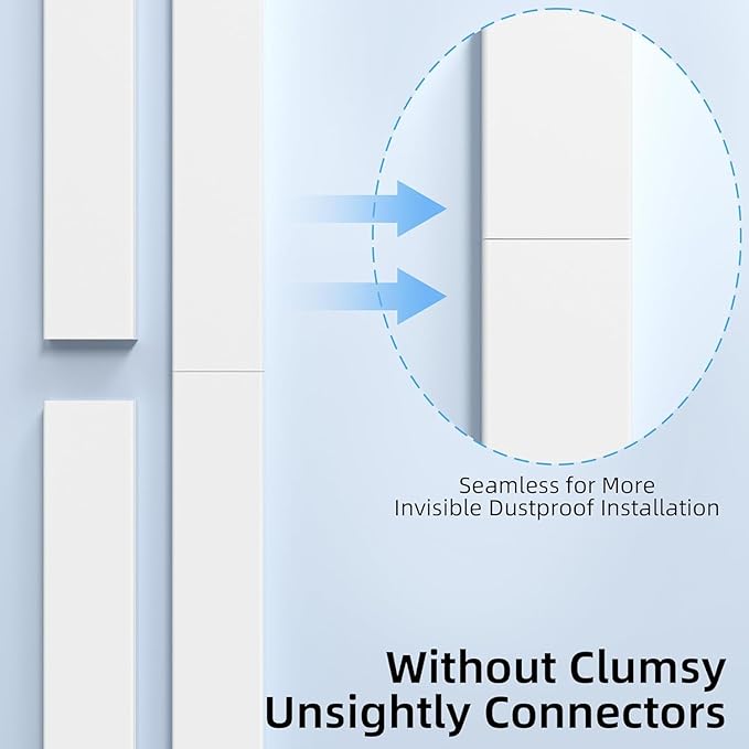 Delamu Cord Hider for Wall Mounted TV, 113.6in Paintable Cable Cover System, Self-Adhesive Cable Management Raceway Kit Hides 2-3 Wires, Baseboard Wire Hider Easy Installation, W 0.95 H 0.55in, White