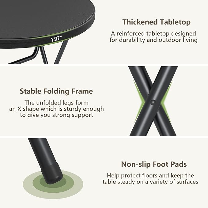 Folding Table 2 Pack, 32 Inch Foldable Cocktail Bar, High Top Round Folding Bar Tables No Assembly, Portable Bistro & Commercial Event Furniture for Wedding, Banquet, Party, Indoor Outdoor Use