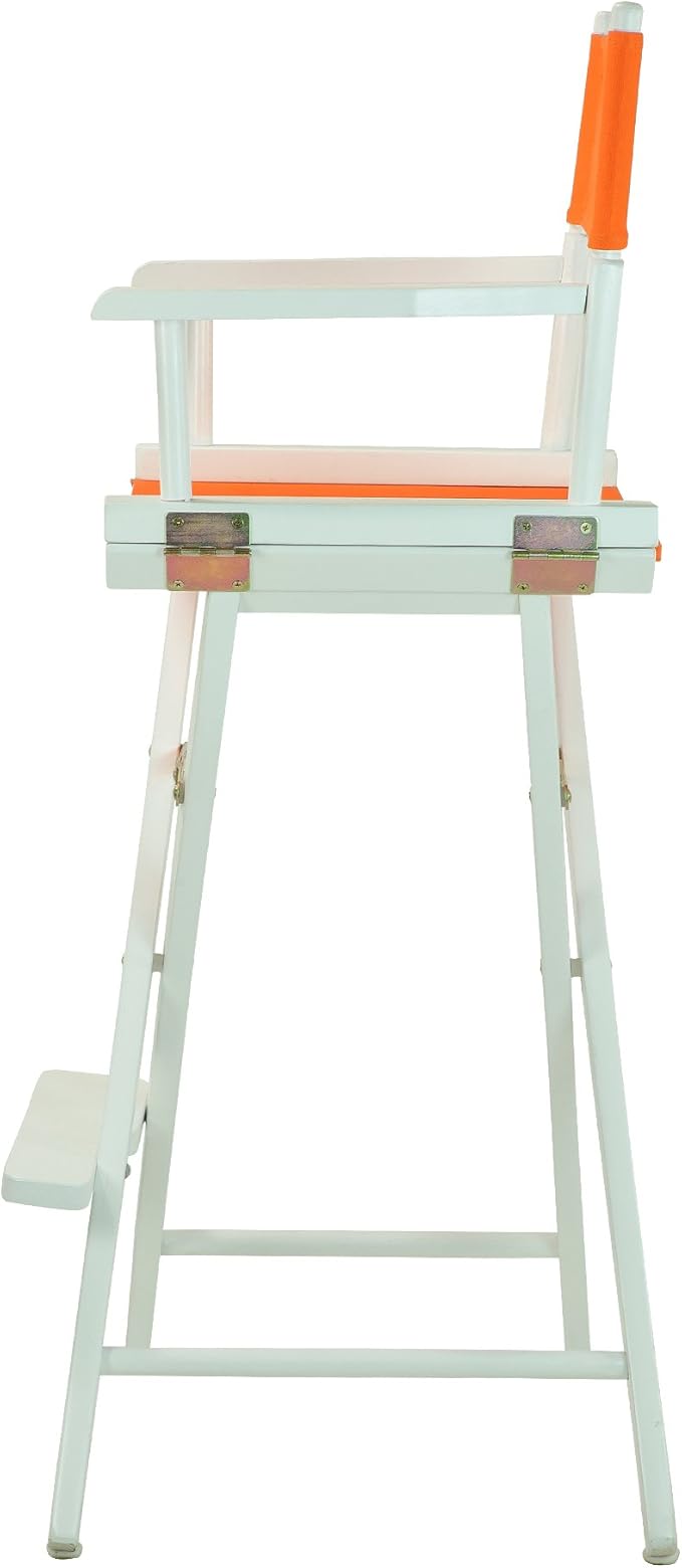 Casual Home Director's Chair ,White Frame/Tangerine Canvas,30" - Bar Height