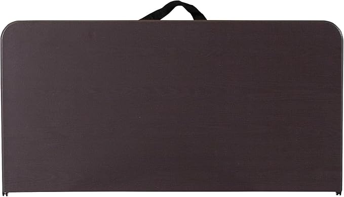 Flash Furniture Dunham 2.83-Foot Square Bi-Fold Brown Wood Grain Plastic Folding Table with Carrying Handle
