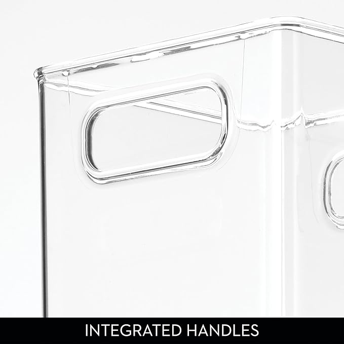 iDesign Storage Bin with Handles - Cube Organizer Bin for Pantry, Set of 4, Clear, Made in USA