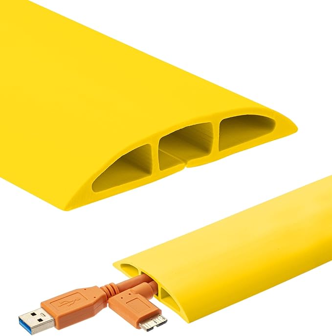 Bates- Floor Cord Cover, 30ft, Cable Cavity 0.6" (W) x 0.31" (H), Heavy Duty Wire Protector, PVC Extension Cords Hider, Protect Cords, Prevent Cable Trips, Cord Hider for Office, Home, Outdoor