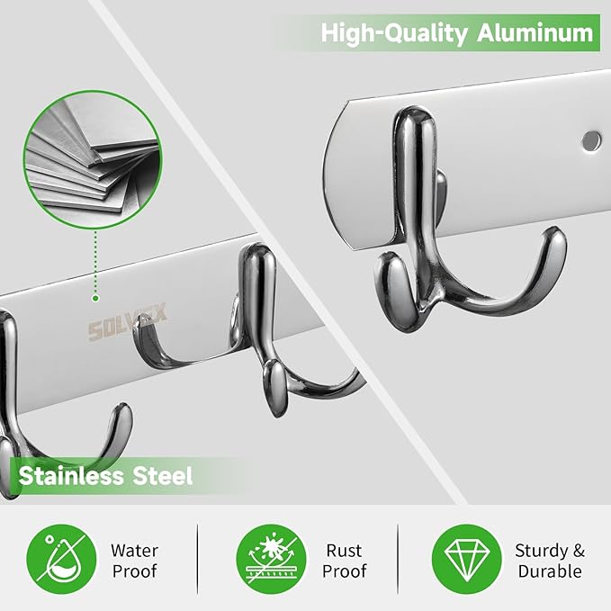 SOLVEX Coat Rack Wall Mount,2 Pack Coat Hooks Wall Mount, Hat Rack Key Holder Bag Hanger for Wall,Wall Hooks for Hanging,Purse Hanger Towel Hooks for Bathroom SP-60303