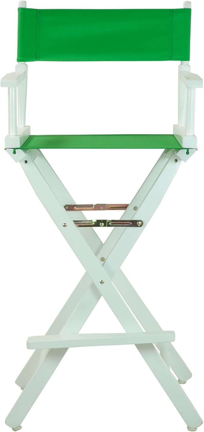 Casual Home Director's Chair ,White Frame/Green Canvas,30" - Bar Height