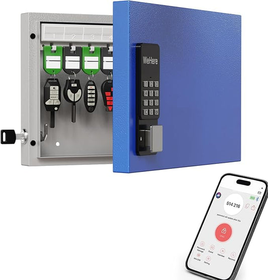 16 Key Lock Box, Smart Key Cabinet with Key Management System (Track Key Borrow/Return), use App, Dynamic/Static Code, Bluetooth, WiFi Unlock (Sold Separately), Key Organizer for Home, Small Office