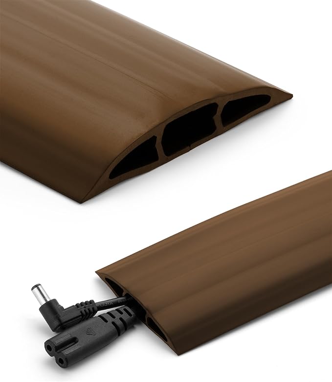 Bates- Floor Cord Cover, 8ft, Cable Cavity 0.6" (W) x 0.31" (H), Heavy Duty Wire Protector, PVC Extension Cords Hider, Protect Cords, Prevent Cable Trips, Cord Hider for Office, Home, Outdoor