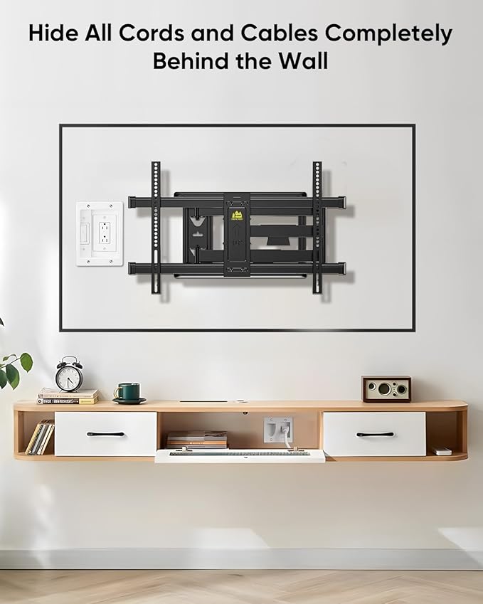 FORGING MOUNT in-Wall Cable Management Kit or Power & Low Voltage Cords, Cord Hider for Wall Mount TV with AC Outlets, Includes 6ft Extension Cord, Drywall Hole Saw Attachment,Drill Templates