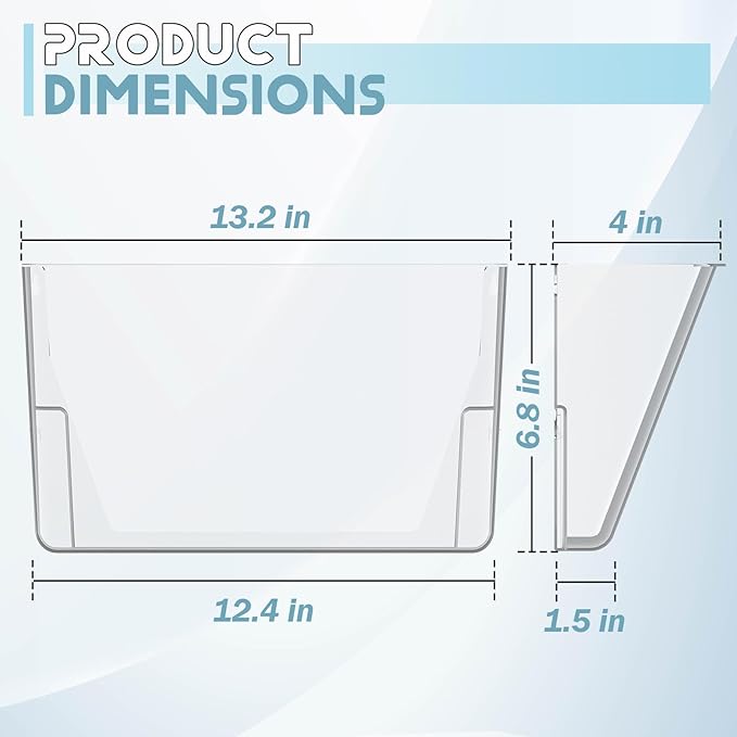 Gawerk Clear Acrylic Single Pocket, Plastic Hanging Wall Mount File Holder for Office Home (Clear, 2 Pack)