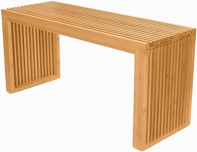 APRTAT Bamboo Dining Bench, 35 inch Farmhouse Decor Indoor Kitchen Table Bench, Entryway Shoe Rack Bench Solid Bamboo Benches for Living Room, Hallway, Bedroom, Bathroom