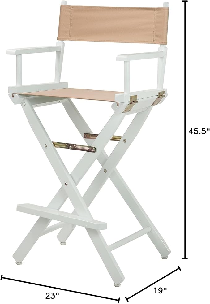 Casual Home Director's Chair ,White Frame/Tan Canvas,30" - Bar Height