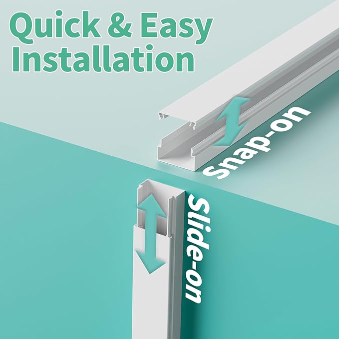 Delamu Cord Hider, 100in Self-Adhesive Cord Cover Kit for Wall Mounted TV, Paintable Wire Hider, Flexible Cable Management System, Cable Raceway Conceals 3-4 Wires, W1.18 H0.60in, White