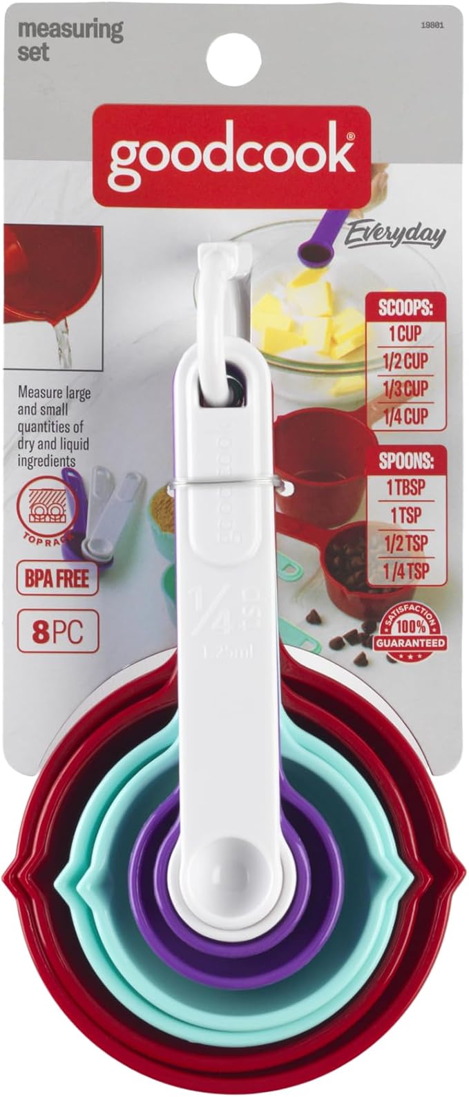 GoodCook Everyday 8‑Piece Measuring Cup & Spoon Set, Multi‑Color